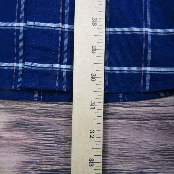 Wallin & Bros NEW Mens Medium Blue Plaid Button Down Short Sleeve Shirt - Picture 6 of 7